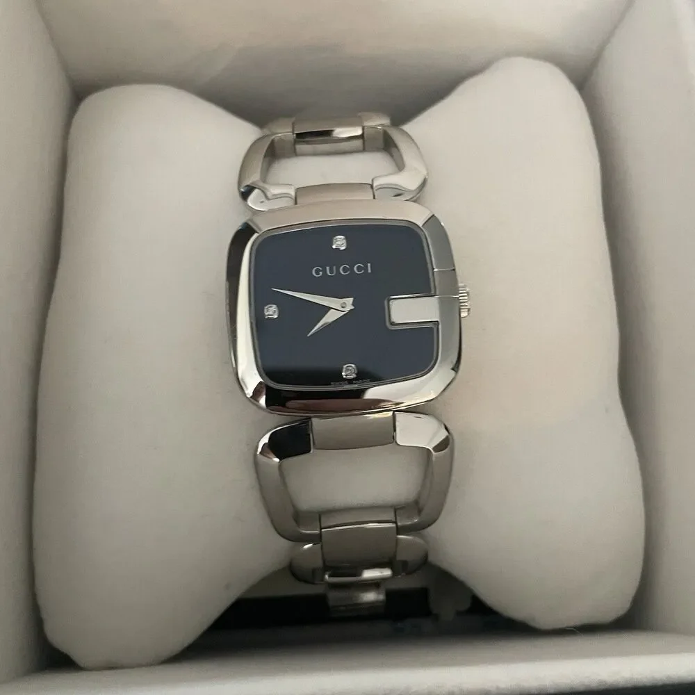 Gucci Women’s 32mm Charcoal Dial Swiss Quartz Stainless Steel Watch Designer - Picture 3 of 6